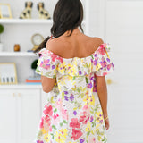 Leanie Ruffle Mini Dress - Blush-Yellow