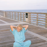 Fancy Buttoned Striped Short Sleeve Top