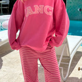 Fancy Oversized Fleece Mockneck - Paradise Pink/Hibiscus