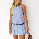 Lexi Belted Mini Dress - Blue