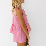 Ramsy Gingham Tie Top and Shorts Set - Red