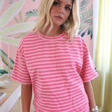 Fancy Striped Short Sleeve Top - Hibiscus/Paradise Pink