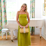 Briana Ruched Midi Dress - Moss Green