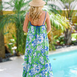 Randi Floral Maxi Dress - Green/White/Blue
