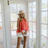 Ivy Satin Top - Orange