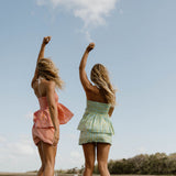 Madi Frill Top and Skirt Set - Pink/Orange Stripes (PREORDER)