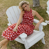 Emmi Floral Ruffle Skirt Top Set - Red Floral