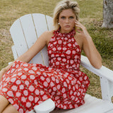 Emmi Floral Ruffle Skirt Top Set - Red Floral