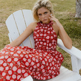 Emmi Floral Ruffle Skirt Top Set - Red Floral