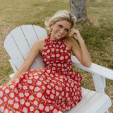 Emmi Floral Ruffle Skirt Top Set - Red Floral