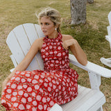Emmi Floral Ruffle Skirt Top Set - Red Floral