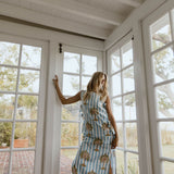 Cleo Side Bow Maxi Set - Blue/White Palm