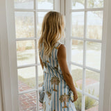 Cleo Side Bow Maxi Set - Blue/White Palm