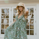 Miranda Floral Maxi Frill Dress - Teal/Pink