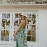 Miranda Floral Maxi Frill Dress - Teal/Pink