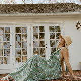 Miranda Floral Maxi Frill Dress - Teal/Pink