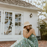 Miranda Floral Maxi Frill Dress - Teal/Pink