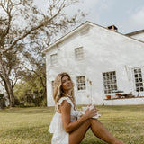Faya Eyelet Tie Ruffle Top - Off White