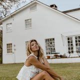 Faya Eyelet Tie Ruffle Top - Off White