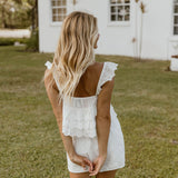 Faya Eyelet Tie Ruffle Top - Off White