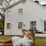 Faya Eyelet Tie Ruffle Top - Off White