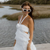 Gabbi Floral Ruffle Cutout Maxi Dress - Off White