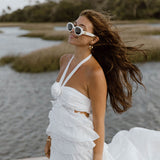Gabbi Floral Ruffle Cutout Maxi Dress - Off White
