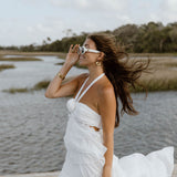 Gabbi Floral Ruffle Cutout Maxi Dress - Off White