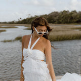 Gabbi Floral Ruffle Cutout Maxi Dress - Off White
