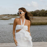 Gabbi Floral Ruffle Cutout Maxi Dress - Off White