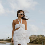 Gabbi Floral Ruffle Cutout Maxi Dress - Off White