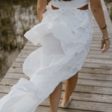Gabbi Floral Ruffle Cutout Maxi Dress - Off White