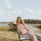 Pixie Striped Midi Skirt Set - Lt Pink/Taupe