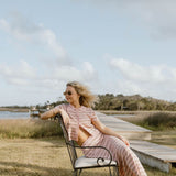 Pixie Striped Midi Skirt Set - Lt Pink/Taupe