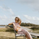 Pixie Striped Midi Skirt Set - Lt Pink/Taupe