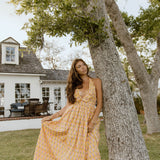 Rory Floral Maxi Frill Dress - Yellow