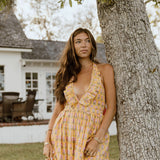 Rory Floral Maxi Frill Dress - Yellow