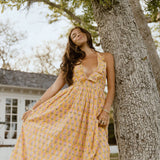 Rory Floral Maxi Frill Dress - Yellow