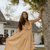 Rory Floral Maxi Frill Dress - Yellow
