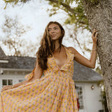 Rory Floral Maxi Frill Dress - Yellow