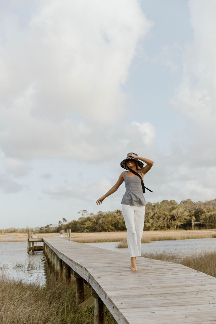 Henley Wide Leg Pants - Snow White