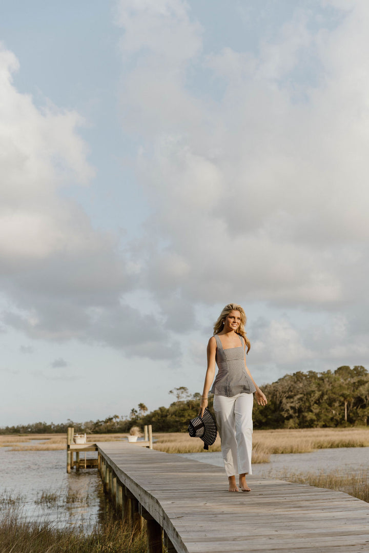 Henley Wide Leg Pants - Snow White