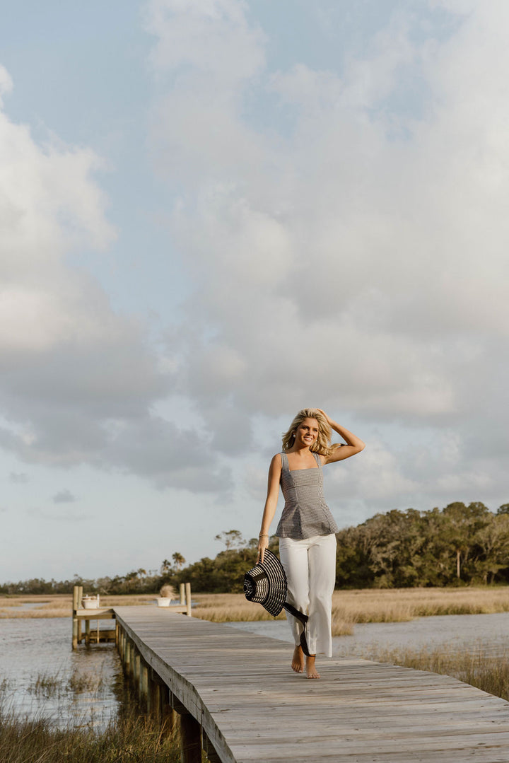 Henley Wide Leg Pants - Snow White