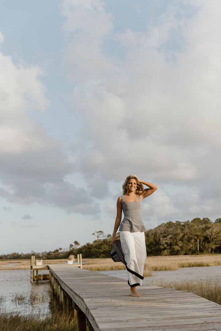 Henley Wide Leg Pants - Snow White