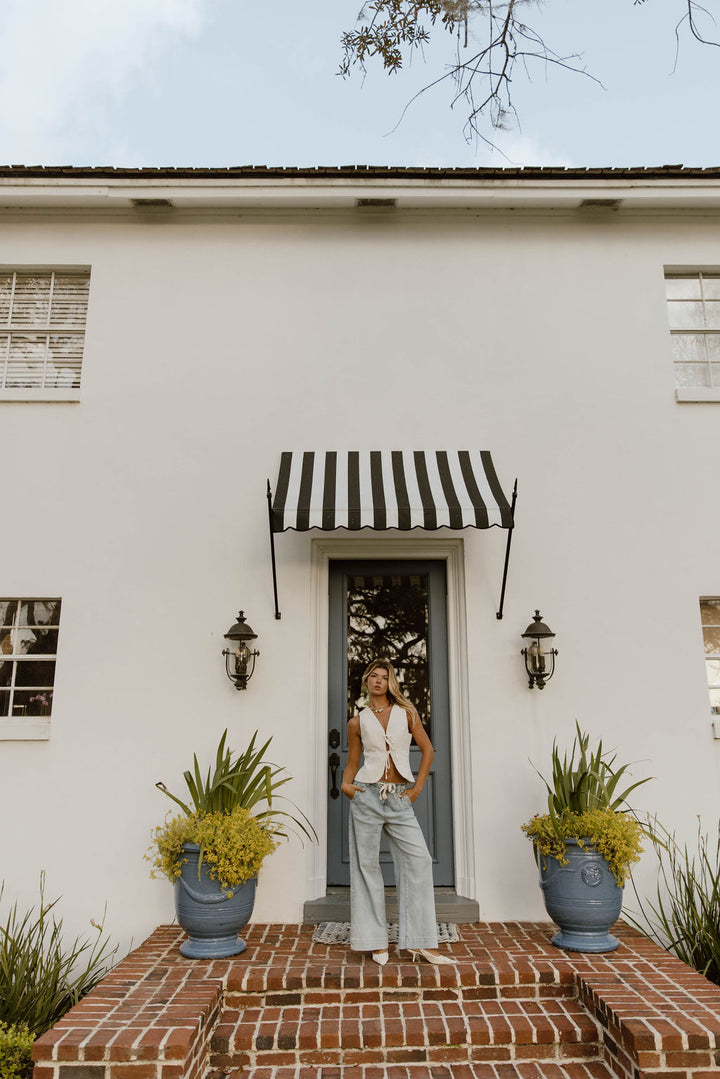 Dell Tie Front Pants - Washed Denim