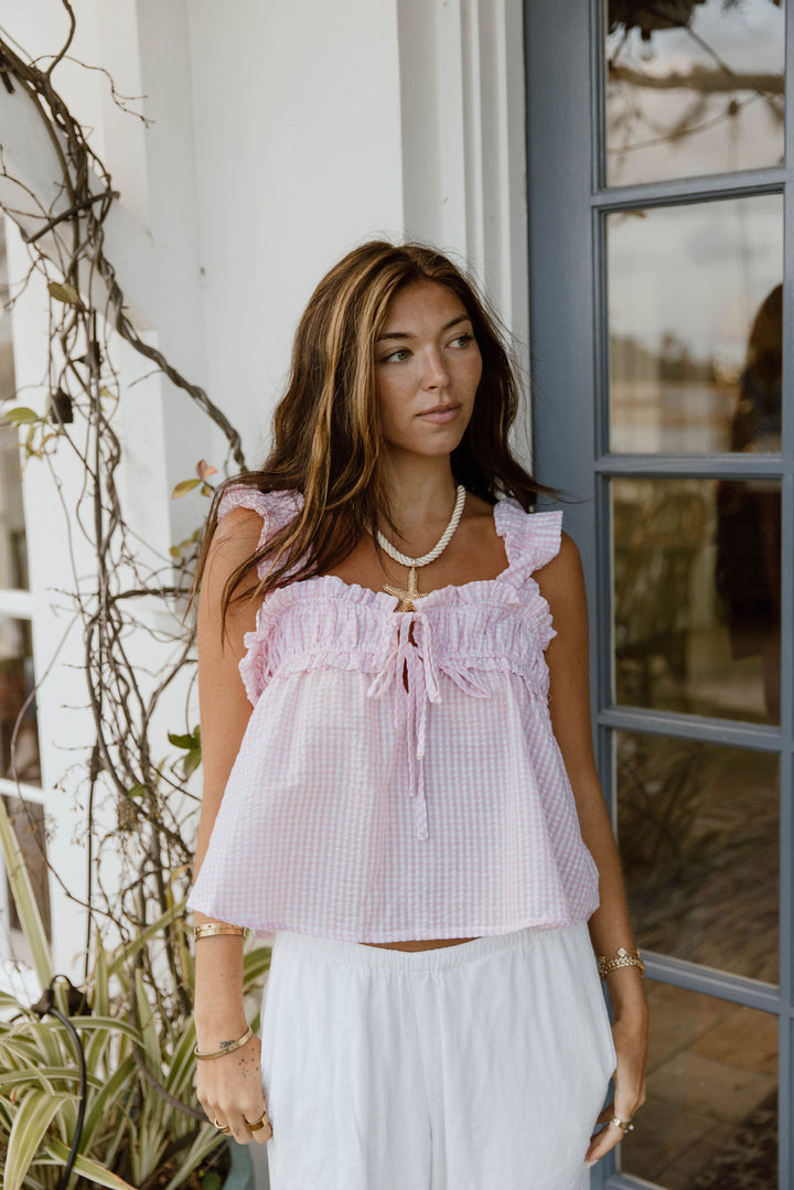 Bambi Square Neck Top - Lt Pink
