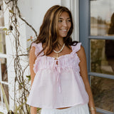 Bambi Square Neck Top - Lt Pink