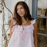 Bambi Square Neck Top - Lt Pink