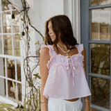 Bambi Square Neck Top - Lt Pink
