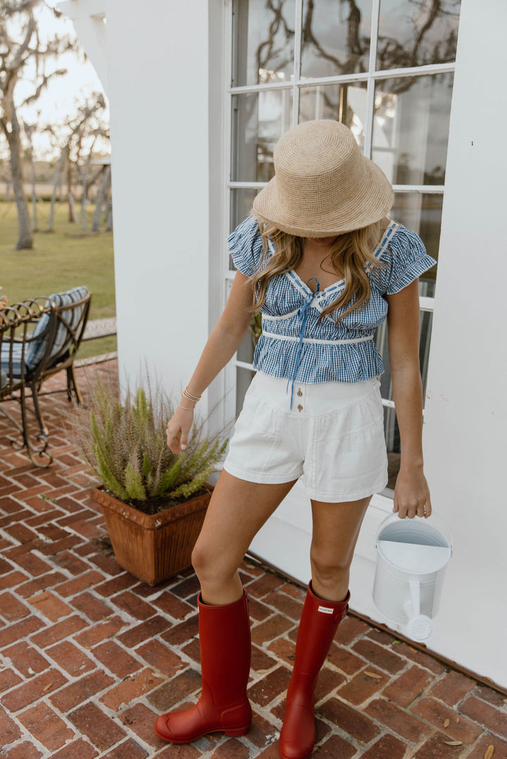 Evelina Flared Denim Shorts - Off White